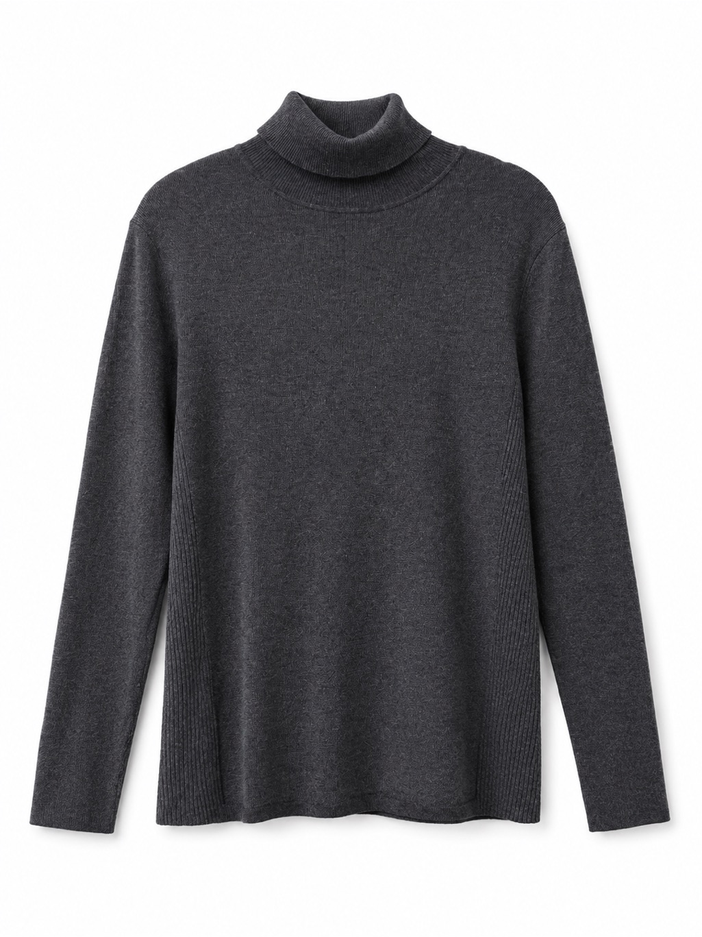 Chico’s Gray Ribbed Turtleneck Sweater Size 3 Soft Stretch Knit